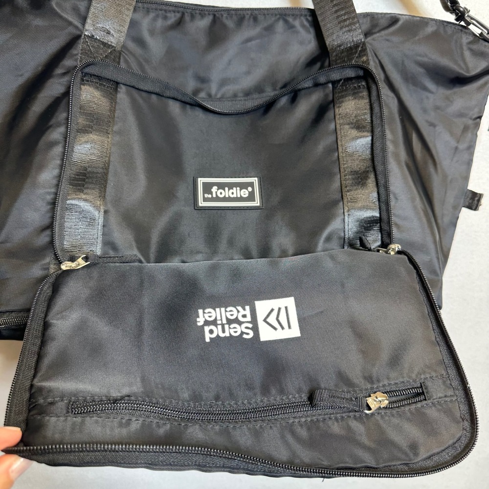 The Foldie Travel Tote Bag Unisex Large Black Expandable Foldable Lightweight - Picture 9 of 16